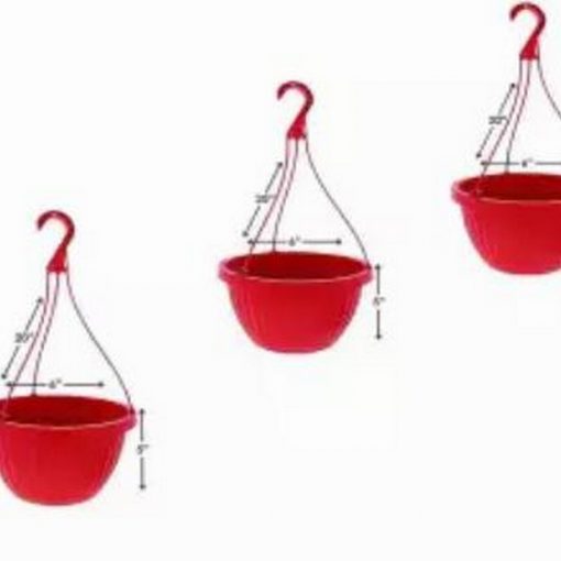 Pack of 3 Hanging Flower Pots with Hangers 5H X 6D